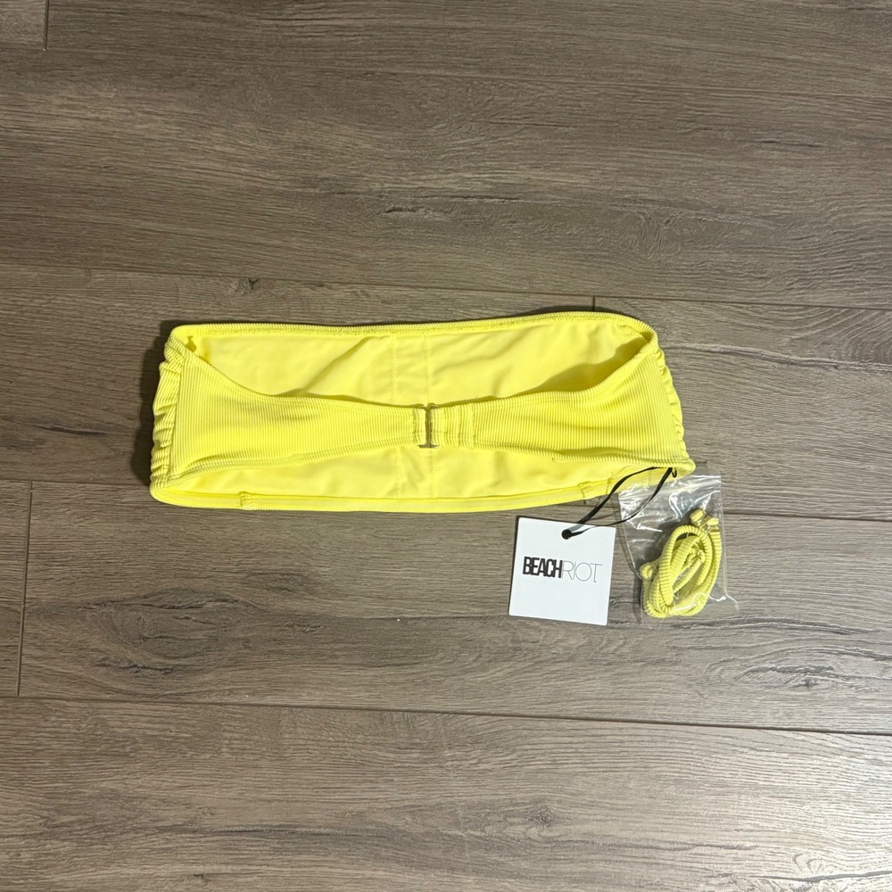 Beach Riot Yellow Ribbed Strapless Bikini Top Swimwear L NEW Anthropologie - Picture 2 of 3